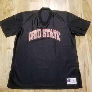 Vintage 90s OHIO STATE Buckeyes Champion Jersey XL Black Red Spell Out NCAA Tee